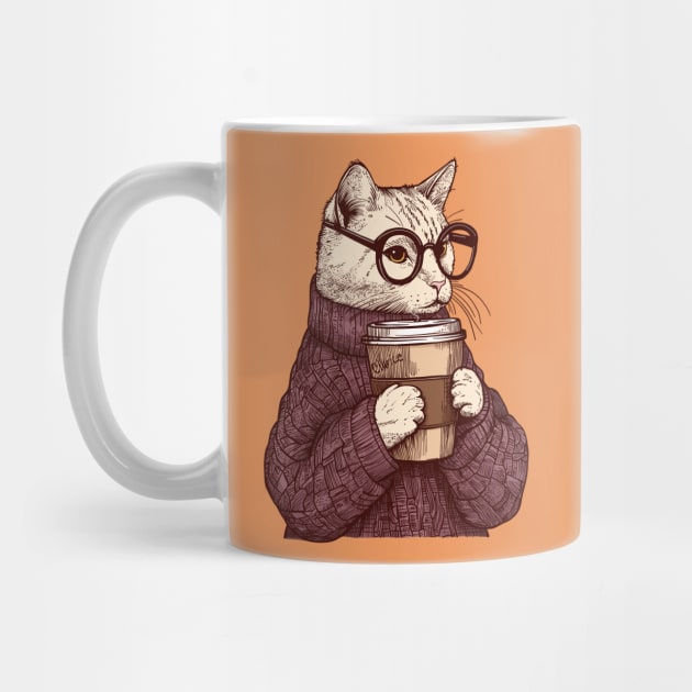 Sophisticated Coffee Cat by KilkennyCat Art